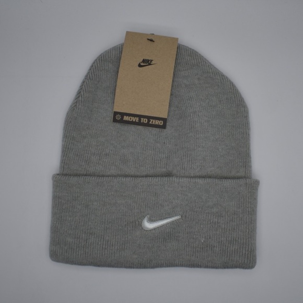 Nike Peak Swoosh Beanie Knit Hat Unisex OSFM Dark Grey Heather NEW HF0187-063‎